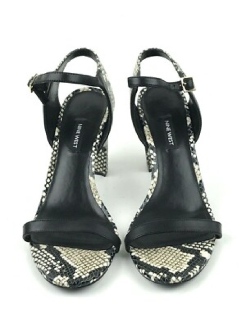 Nine West Black Sandals with Snake-Print Accents